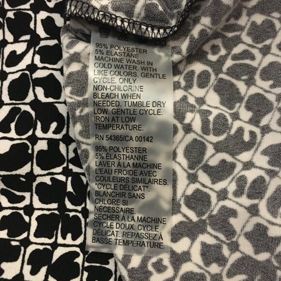 Tan Jay B&W Modular Net Print Cascade Neck Cap Sleeve Stretchy Blouse Top 1X - Picture 12 of 16